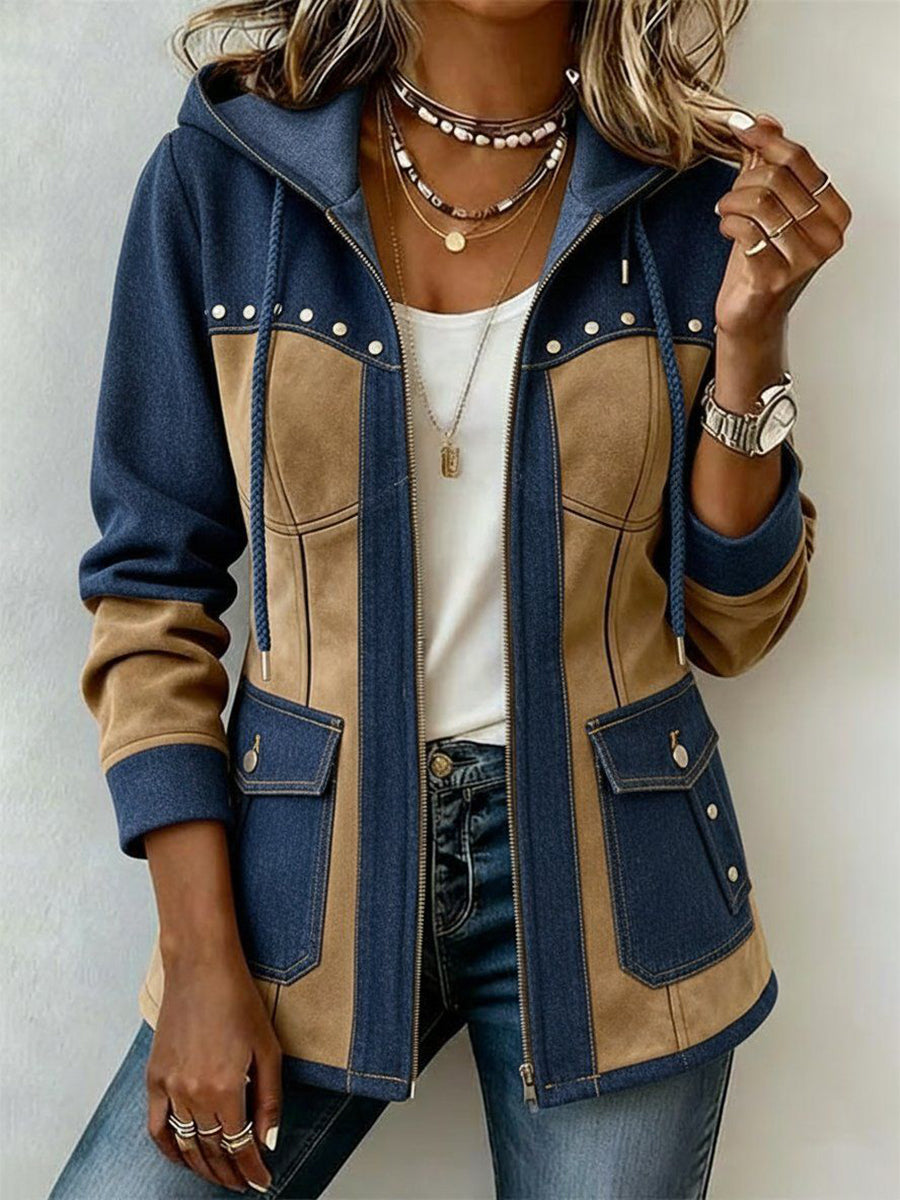 PATCHWORK HOODED JACKET FOR WOMEN