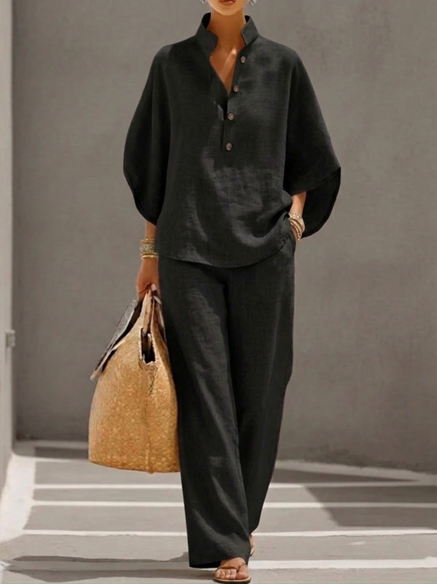 LINEN COTTON BATWING SET FOR WOMEN