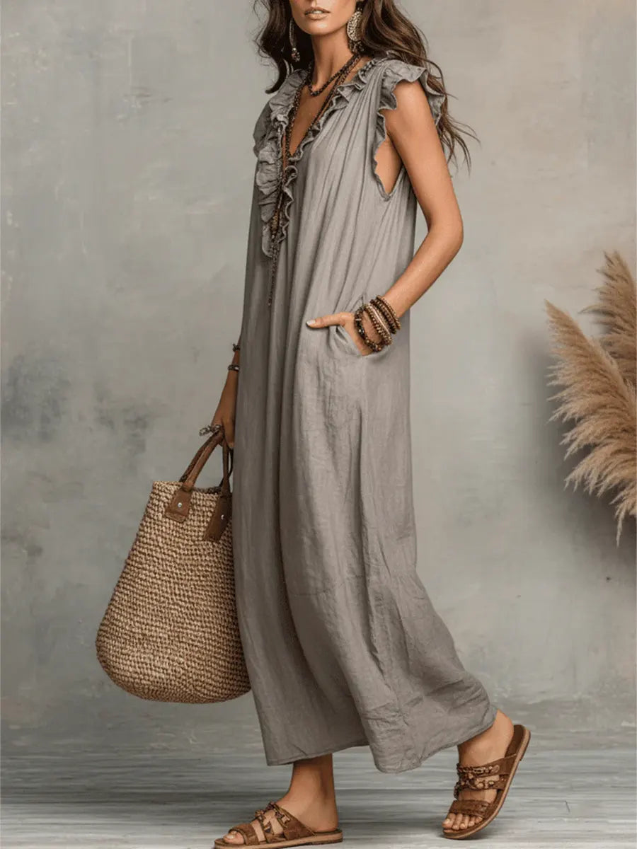 FLOWING LINEN DRESS FOR WOMEN