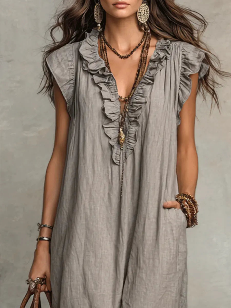 FLOWING LINEN DRESS FOR WOMEN
