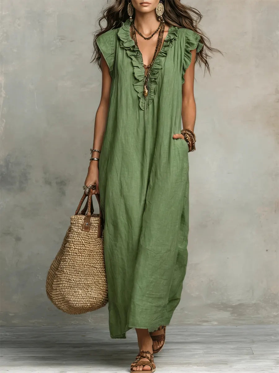 FLOWING LINEN DRESS FOR WOMEN