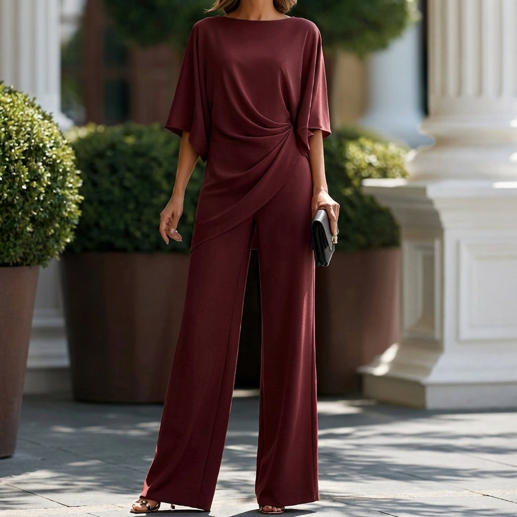 ELEGANT ASYMMETRIC WIDE-LEG SET FOR WOMEN