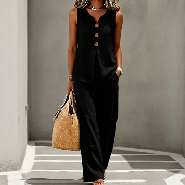 FLOWING TWO-PIECE PANTS SET FOR WOMEN