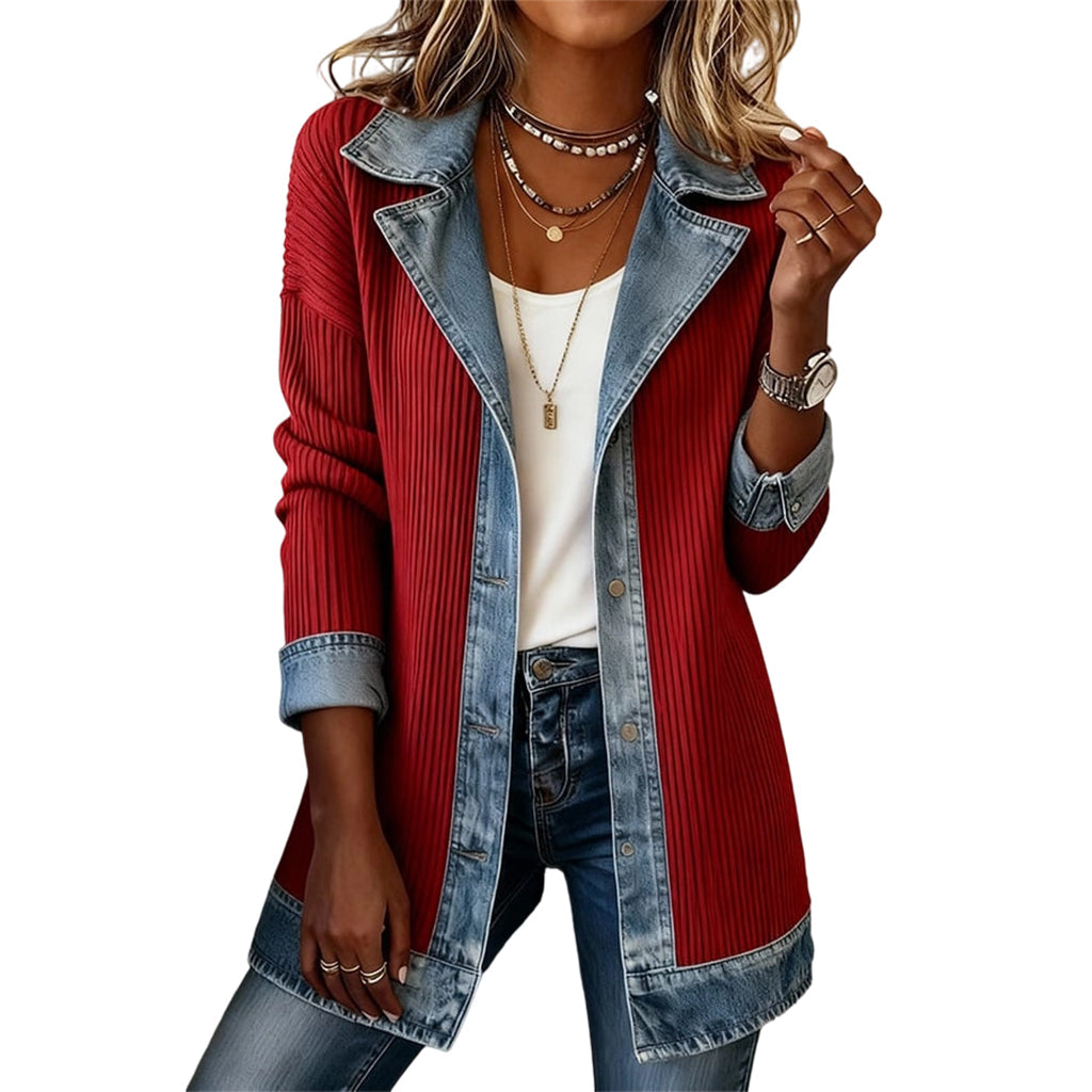 TEXTURED RIBBED COAT FOR WOMEN