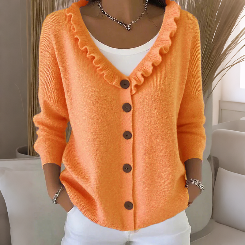RUFFLE COLLAR CARDIGAN FOR WOMEN
