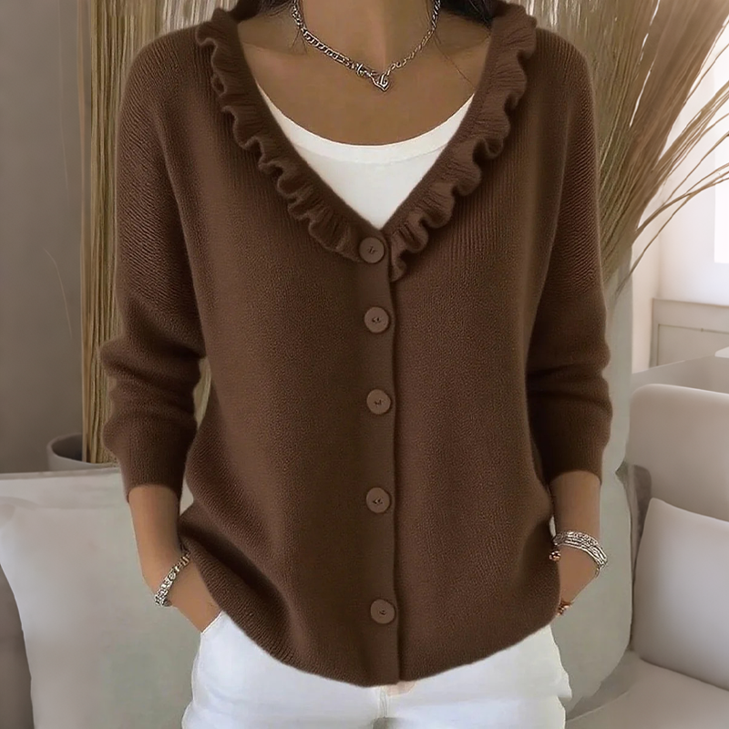 RUFFLE COLLAR CARDIGAN FOR WOMEN