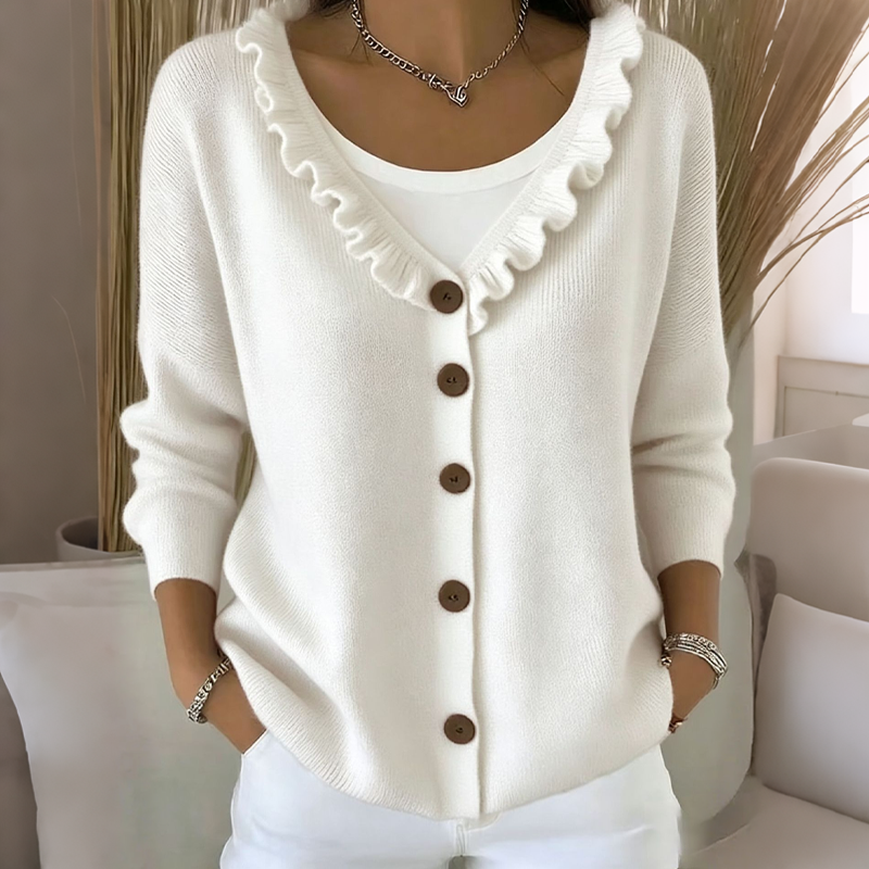 RUFFLE COLLAR CARDIGAN FOR WOMEN