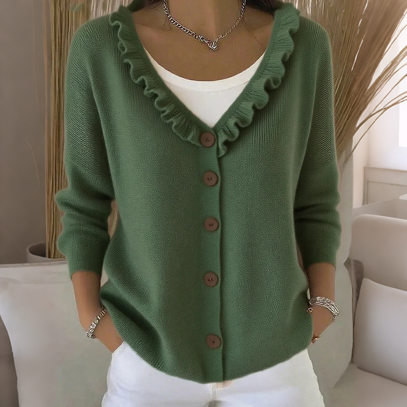 RUFFLE COLLAR CARDIGAN FOR WOMEN