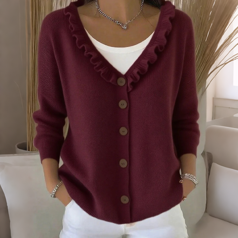 RUFFLE COLLAR CARDIGAN FOR WOMEN