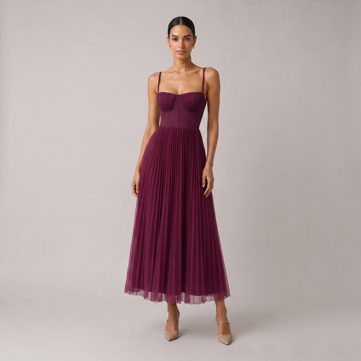 STRUCTURED CORSET MIDI DRESS FOR WOMEN