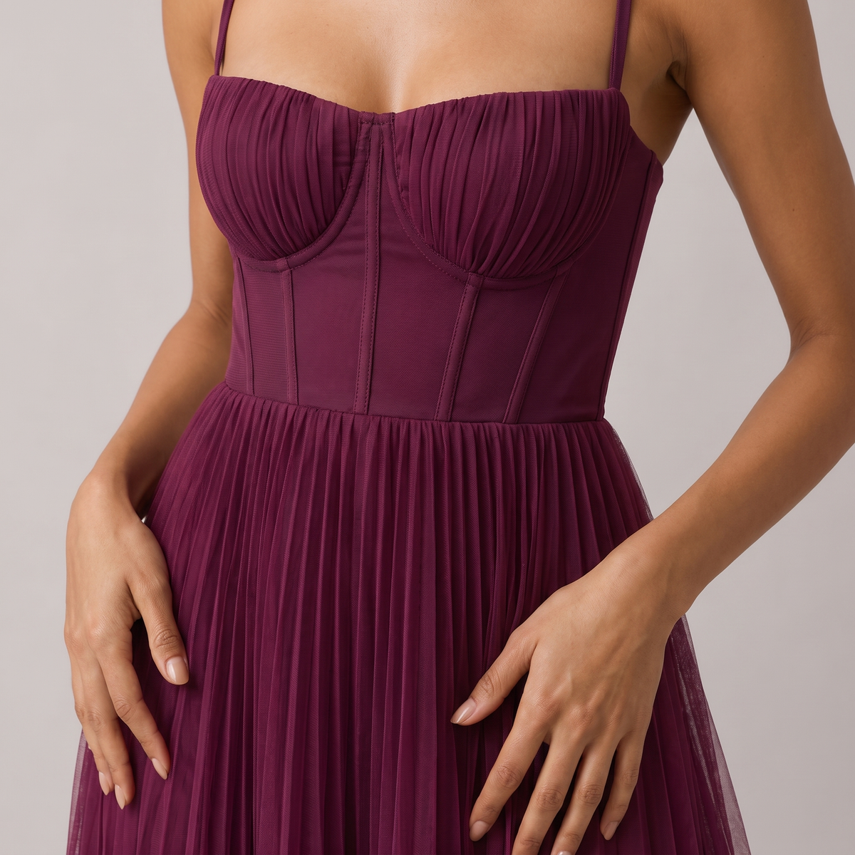 STRUCTURED CORSET MIDI DRESS FOR WOMEN